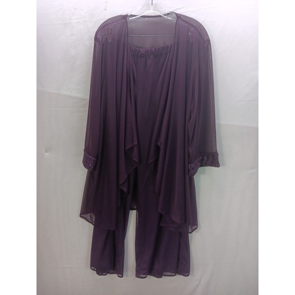 R & M Collection Sheer Plum 3/4 Sleeve Pants Set Size 24W